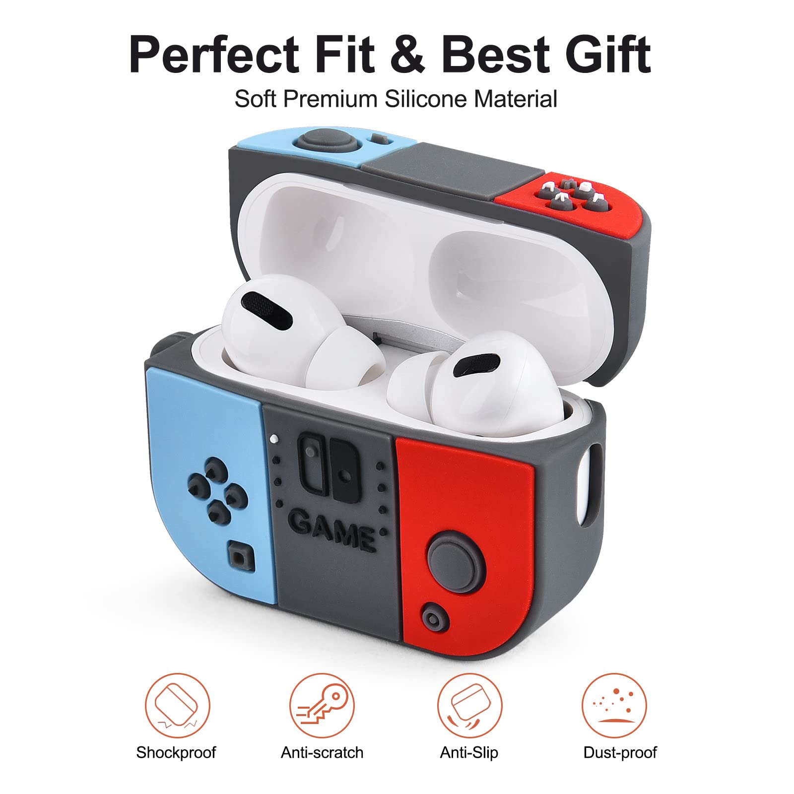 QINGQING Airpods Pro 2nd/1st Generation Case 2022 Switch Case for Apple Airpods Pro 2 Case Cover Men Kids Teens Boys Wireless Charging Case with Keychain Accessories