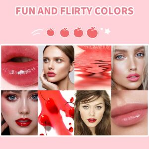 2 Colors Lip Tint Stain, Plump Lip Gloss Moisturizing Tinted for Cheek & Lip, Long lasting, Glossy Korean Mini Liquid Lipstick, Easy Apply