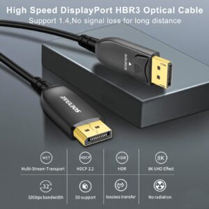 SOEYBAE 8K Fiber DisplayPort Cable 150ft/50m, 8K DP 1.4 Cable, Support 32.4Gbps Ultra High Speed, 8K@60Hz, 4K@144Hz, Compatible with Graphics Card, VR Headset, Projector