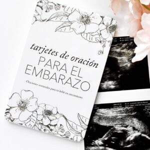 DUNCAN & STONE PAPER CO. Spanish Pregnancy Prayer Cards (20 Cards) - Pregnancy Announcement for Parents or Grandparents - Baby Prayer Cards for Mom to be Gift Basket