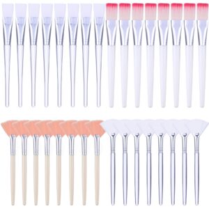 32 pcs face mask fan brush applicator set soft fan brush flat head facial brush esthetician mask brush cosmetic makeup tools for eyelash extension peel mud clay mask cream (pink)