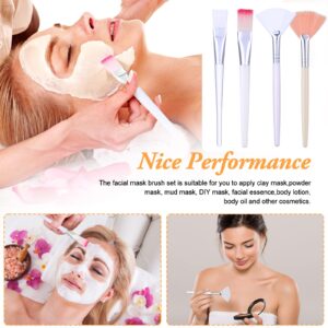 32 Pcs Face Mask Fan Brush Applicator Set Soft Fan Brush Flat Head Facial Brush Esthetician Mask Brush Cosmetic Makeup Tools for Eyelash Extension Peel Mud Clay Mask Cream (Pink)