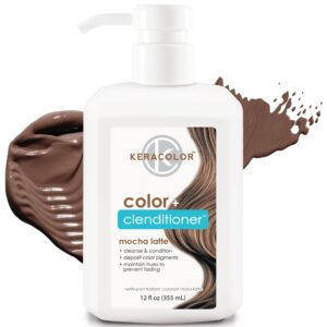 keracolor clenditioner mocha latte hair dye - semi permanent hair color depositing conditioner, cruelty-free, 12 fl. oz.