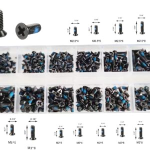 360pcs Blue Nylok Screws Kit 12 Sizes,Laptop Notebook Computer Replacement Assortment, M2 M2.5 M3 for Lenovo Toshiba Gateway Samsung HP IBM Dell Sony Acer Asus SSD Hard Disk SATA M.2 SSD,by Persberg