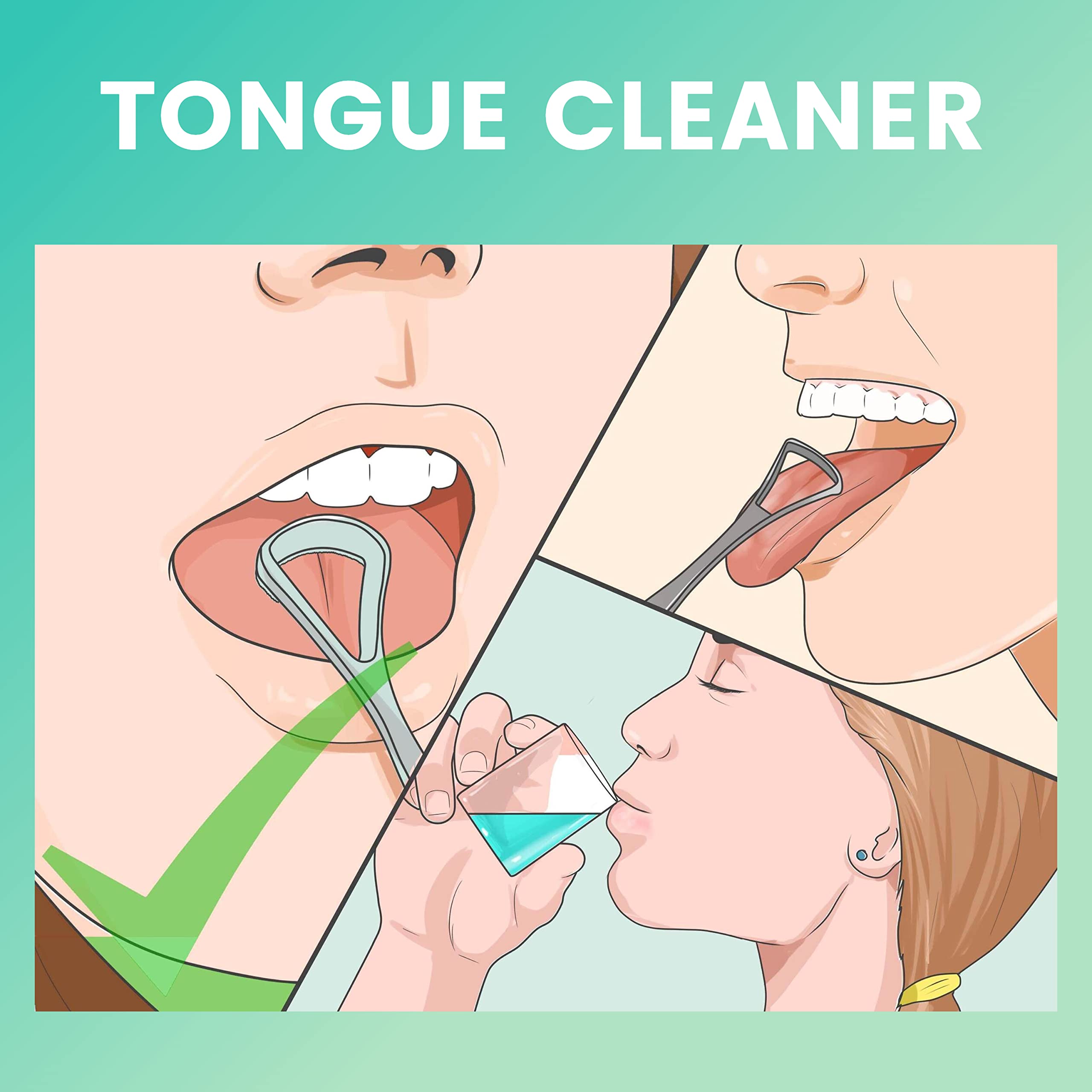 DENTISTE Tongue Scraper for Adults Plastic - Tongue Cleaner 2 Size in 1 - Tongue Scraper for Kids - Tongue Scraper Breathrx plastic, Bad Breath Treatment for Adults