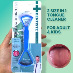 DENTISTE Tongue Scraper for Adults Plastic - Tongue Cleaner 2 Size in 1 - Tongue Scraper for Kids - Tongue Scraper Breathrx plastic, Bad Breath Treatment for Adults