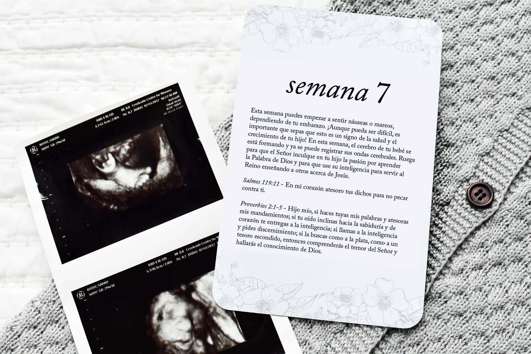 DUNCAN & STONE PAPER CO. Spanish Pregnancy Prayer Cards (20 Cards) - Pregnancy Announcement for Parents or Grandparents - Baby Prayer Cards for Mom to be Gift Basket