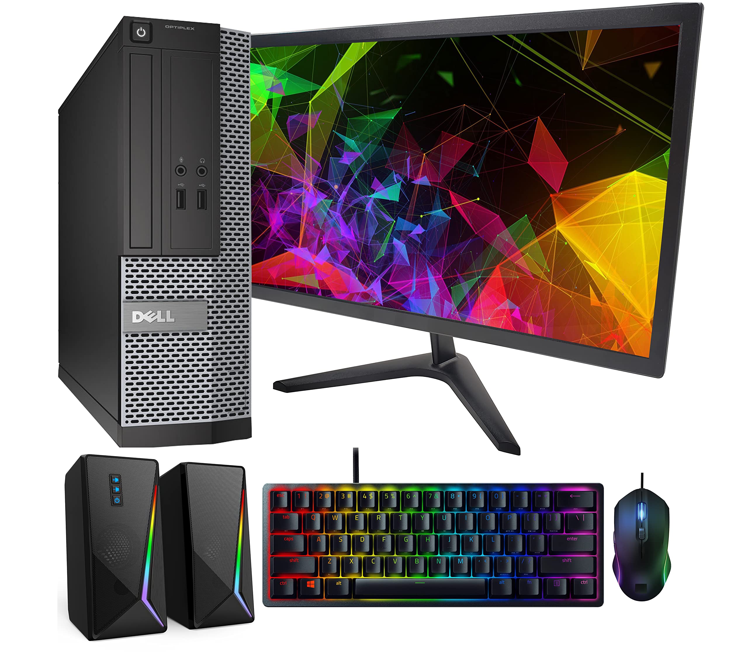 Dell OptiPlex SFF Computer Desktop PC Intel Core i5 3rd Gen Processor | 8GB Ram & 256GB SSD | WiFi & Bluetooth RGB Dual Speakers & Keyboard Mouse New LED 19 Inch Monitor Windows 10 Pro (Renewed)