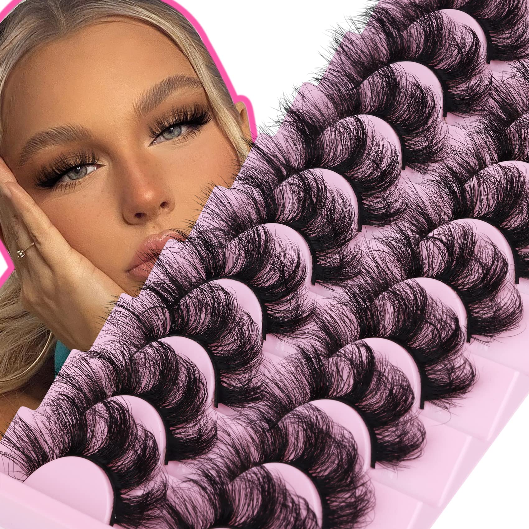 Mink Lashes Fluffy 20 MM Thick D Curl False Eyelashes Dramatic Long Strip Lashes Pack 6D Curly Wispy Full Fake Eyelashes That Look Like Extension by Goddvenus