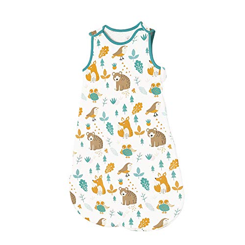 Baby Sleep Sack Sleeveless Wearable Blanket for Girls & Boys Two-Way Zipper Soft Organic Cotton Pajamas with Woodland Pattern (12-24 Months)