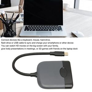 USB C Hub 3 in 1 Multiport 5 Gbps USB 3.0 USB C to HD Multimedia Interface Adapter 100W 3 in 1 PD Charging Port for Smartphone Gray Black