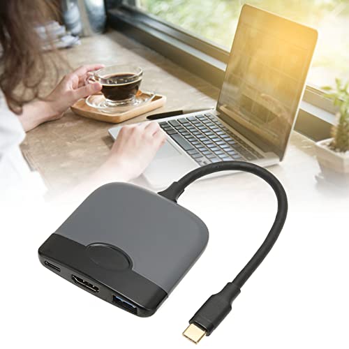 USB C Hub 3 in 1 Multiport 5 Gbps USB 3.0 USB C to HD Multimedia Interface Adapter 100W 3 in 1 PD Charging Port for Smartphone Gray Black