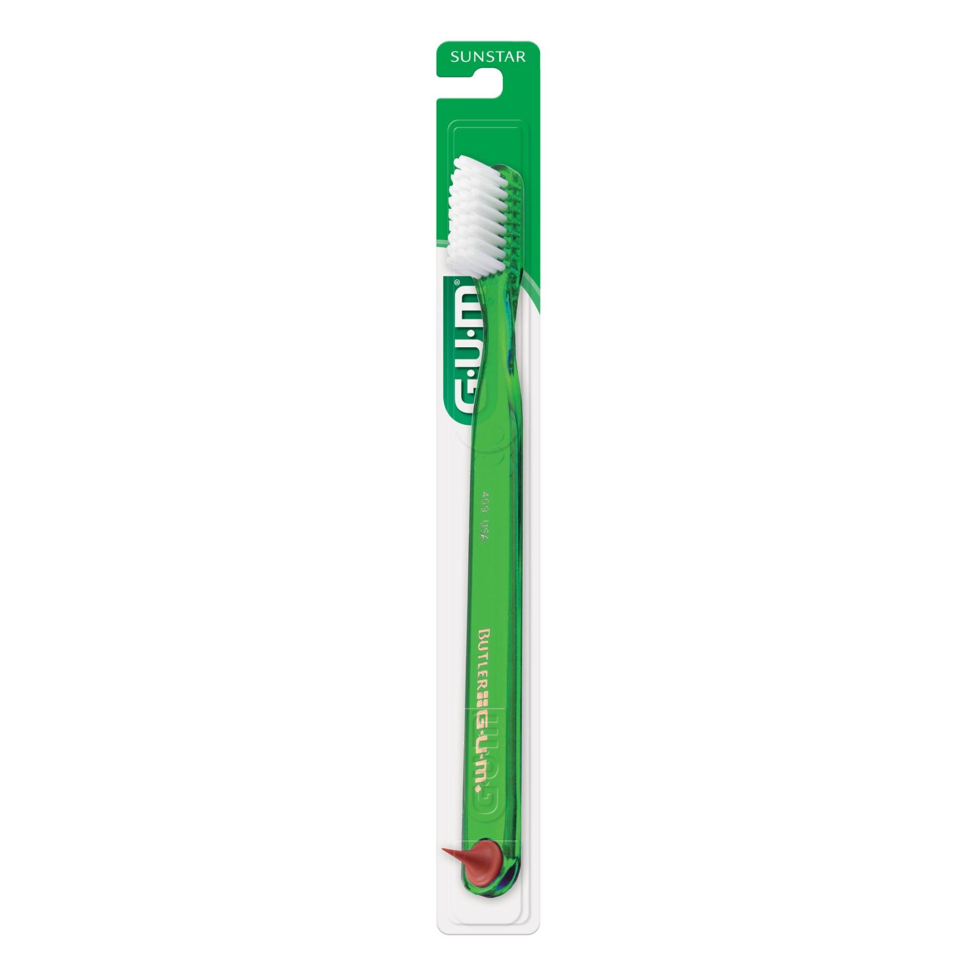 GUM Classic Soft Toothbrush, Includes Rubber Tip Dental Pick 1ct (Pack of 12)