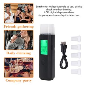 Alcohol Breathalyzer, Portable Breath Alcohol Tester with 5 Blowpipes and USB Cable, 0.000 to 0.190 BAC High Sensitivity Handheld Breath Alcohol Tester