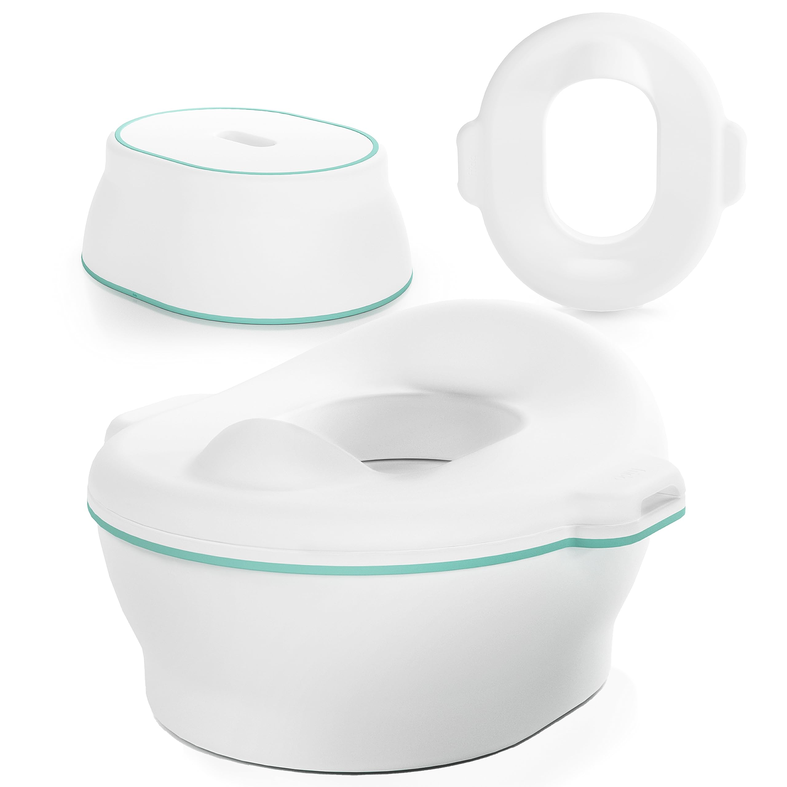 Frida Baby 3-in-1 Grow-With-Me Toddler Potty Training Toilet | Transforms from Potty to Toilet Topper Potty Training Seat and Step Stool | Easy-to-Clean Potty Training System