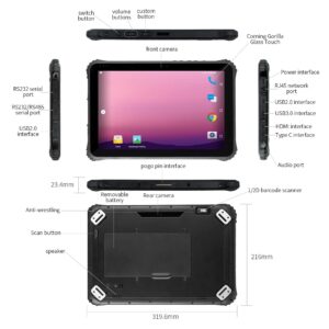 ThinKol 12.2" Industrial Rugged Touchscreen Tablet for Field Work, Drop and Water Resistant Rugged Tablet with Fingerprint Scan, BT, 4G, GPS, WiFi(Android 4GB 64GB)