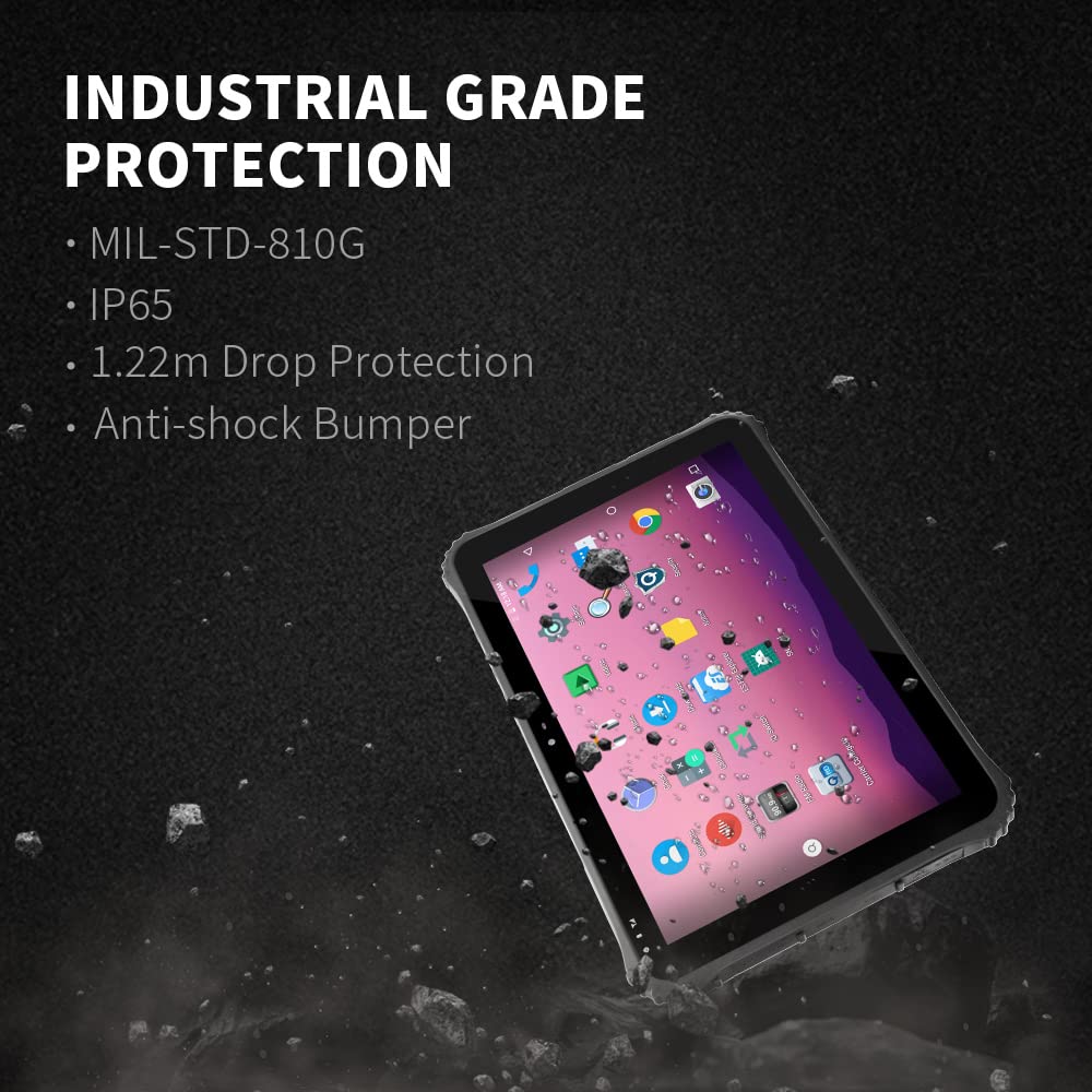 ThinKol 12.2" Industrial Rugged Touchscreen Tablet for Field Work, Drop and Water Resistant Rugged Tablet with Fingerprint Scan, BT, 4G, GPS, WiFi(Android 4GB 64GB)