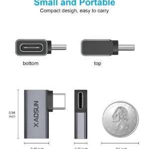 XAOSUN Right Anlge USB C Adapter, 90 Degree USB C to C Adapter 240W 40Gbps, USB C Male to USB C Female Thunderbolt 4 Adapter for MacBook,Tablet,Docks,rog Ally,steam Deck (2 Pack)