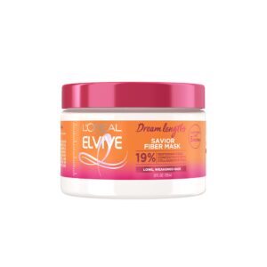 L'Oreal Paris Elvive Dream Lengths Savior Fiber Hair Mask with Collagen Peptides Concentrate to Revive and Restore, 3 Min Hair Treatment Formula, 12 Fl Oz