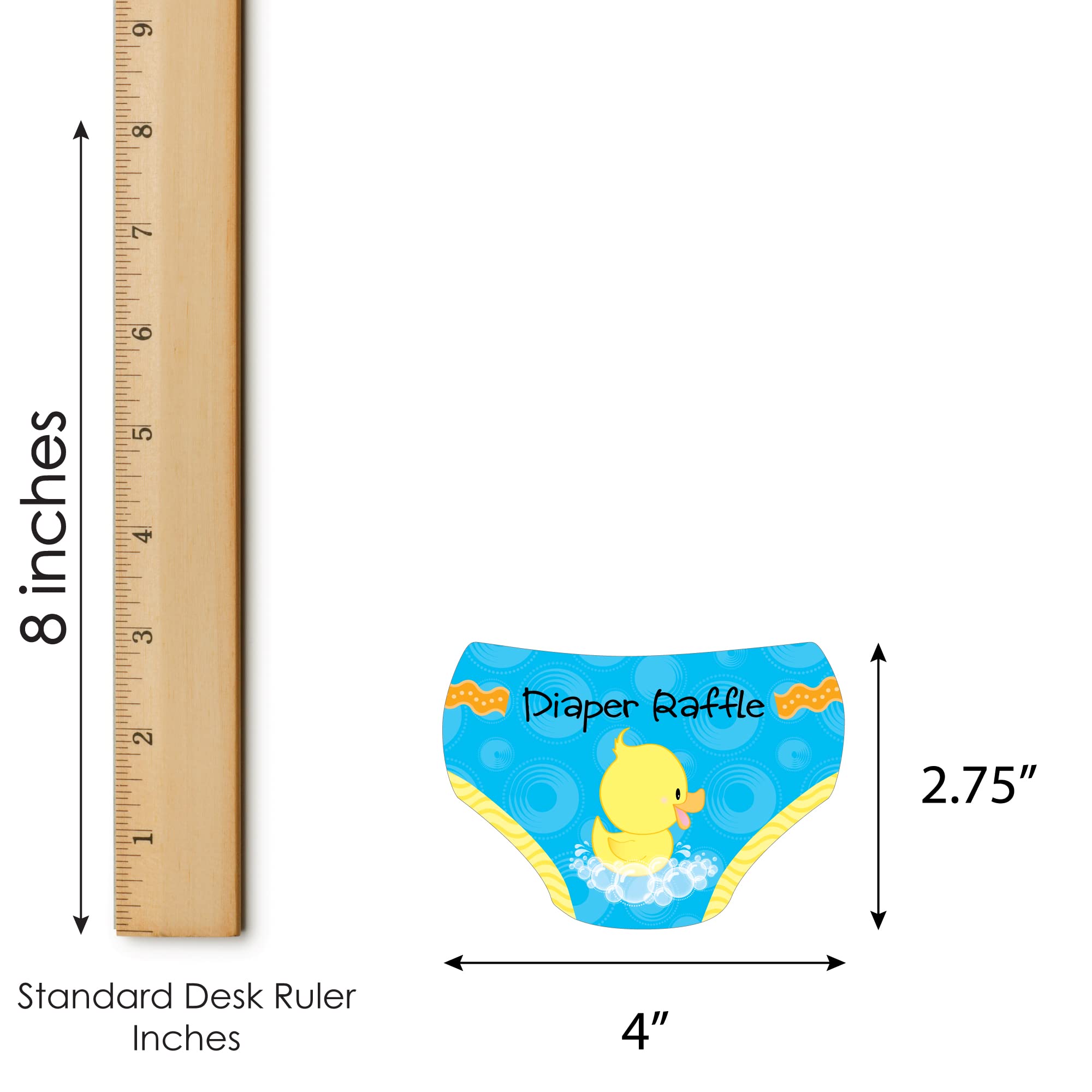 Big Dot of Happiness Ducky Duck - Diaper Shaped Raffle Ticket Inserts - Baby Shower Activities - Diaper Raffle Game - Set of 24