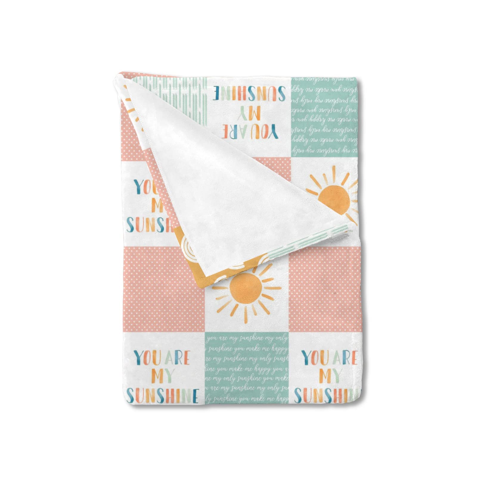 HawSkgFub Boho Rainbow You Are My Sunshine Baby Blanket Girls Gift, Pink Sun Polka Dots Patchwork Flannel Fleece Nursery Bed Blankets, Soft Lightweight Newborn Toddler Infant Kids Crib Bedding 30 x 40