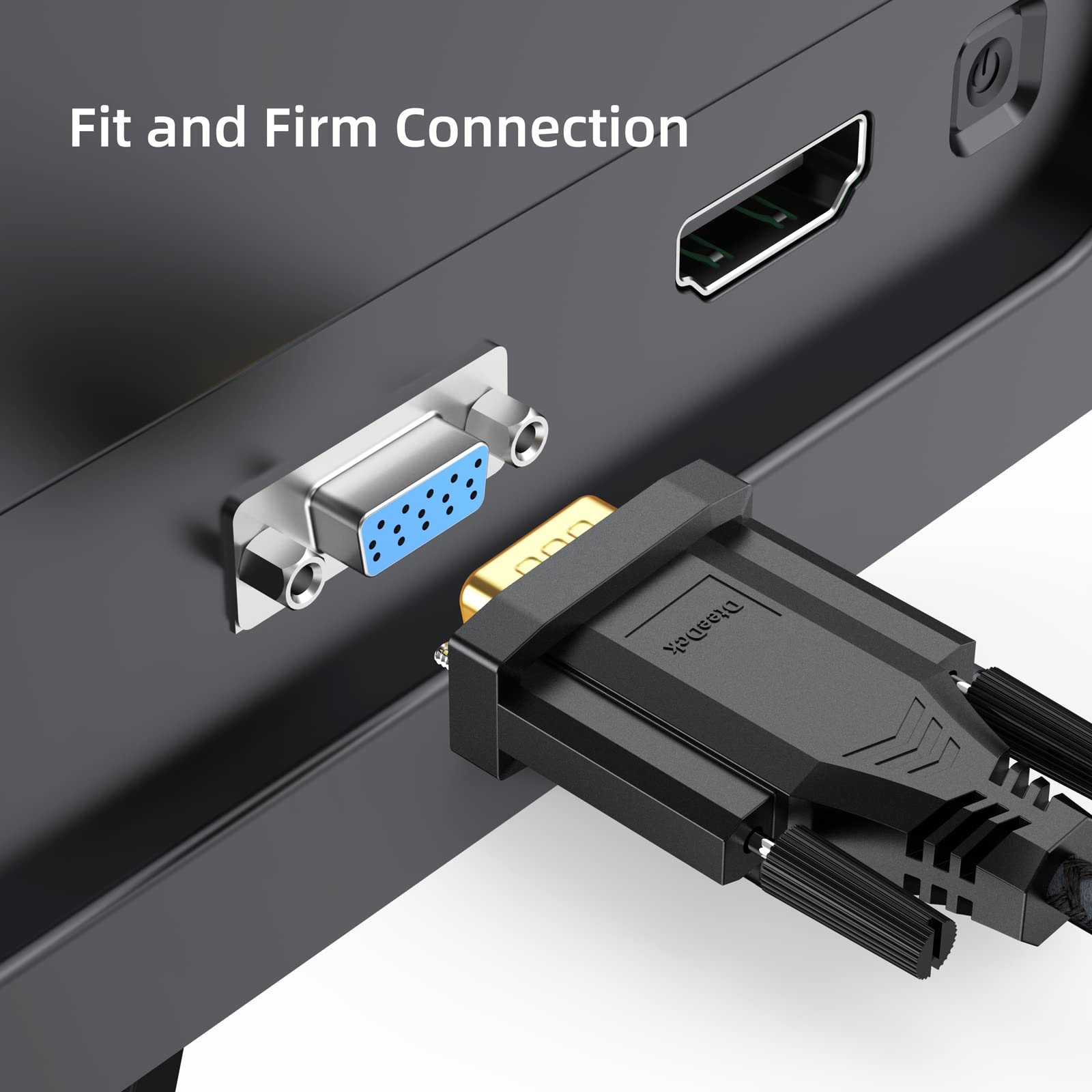 DteeDck DisplayPort to VGA Cable 6ft, Display Port DP to VGA Adapter Cable Converter Male to Male Braided Cord for Monitor Desktop Laptop Display Projector HDTV