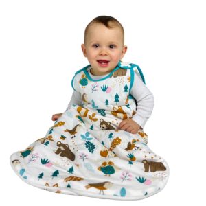 Baby Sleep Sack Sleeveless Wearable Blanket for Girls & Boys Two-Way Zipper Soft Organic Cotton Pajamas with Woodland Pattern (12-24 Months)