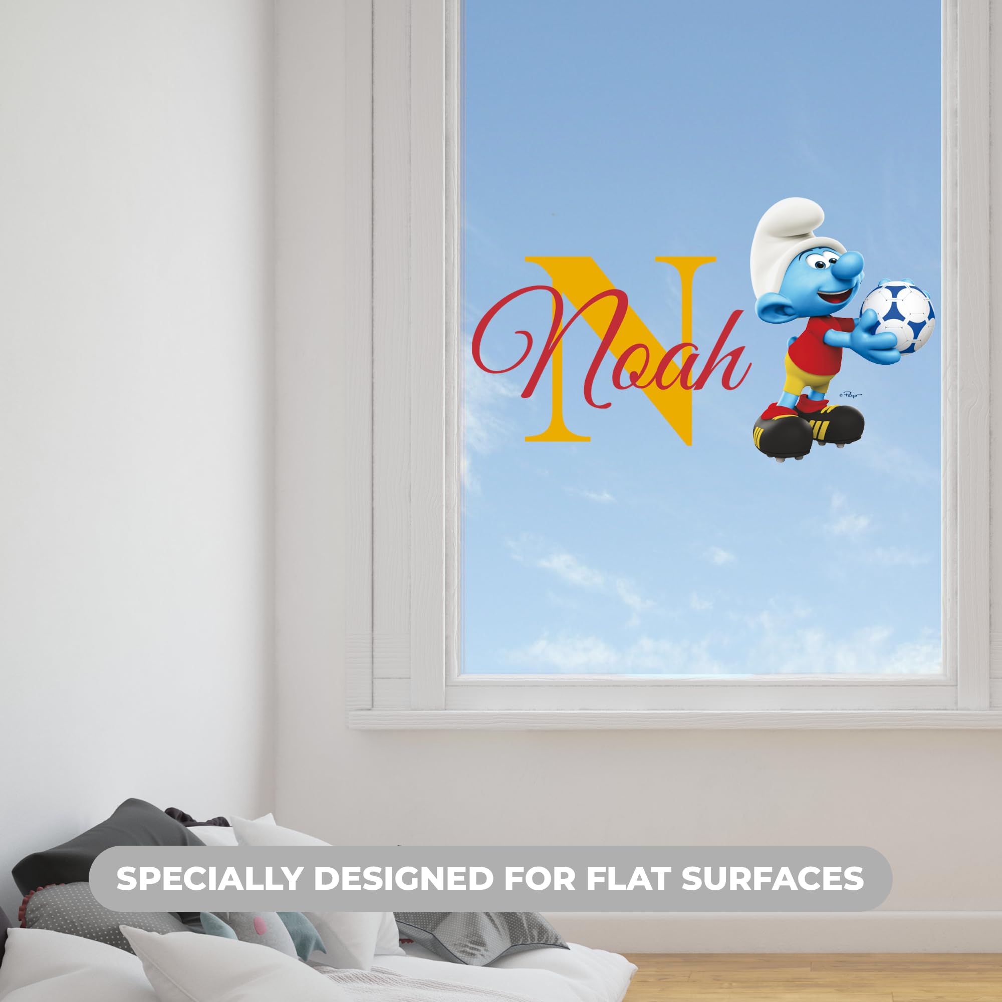 EGD Personalized The Smurfs Wall Decor I Name & Initial Soccer The Smurfs Wall Decals I Custom Name for Your Baby Room Decoration I Nursery Decor for Girls & Boys I Multiple Options for Customization