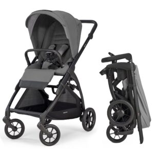 inglesina electa full size standard baby stroller - weighs only 19 lbs, reversible seat, compact fold, one-handed open & close, adjustable handle, large basket & all-wheel suspensions - chelsea gray