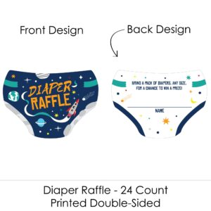 Big Dot of Happiness Blast Off to Outer Space - Diaper Shaped Raffle Ticket Inserts - Rocket Ship Baby Shower Activities - Diaper Raffle Game - Set of 24