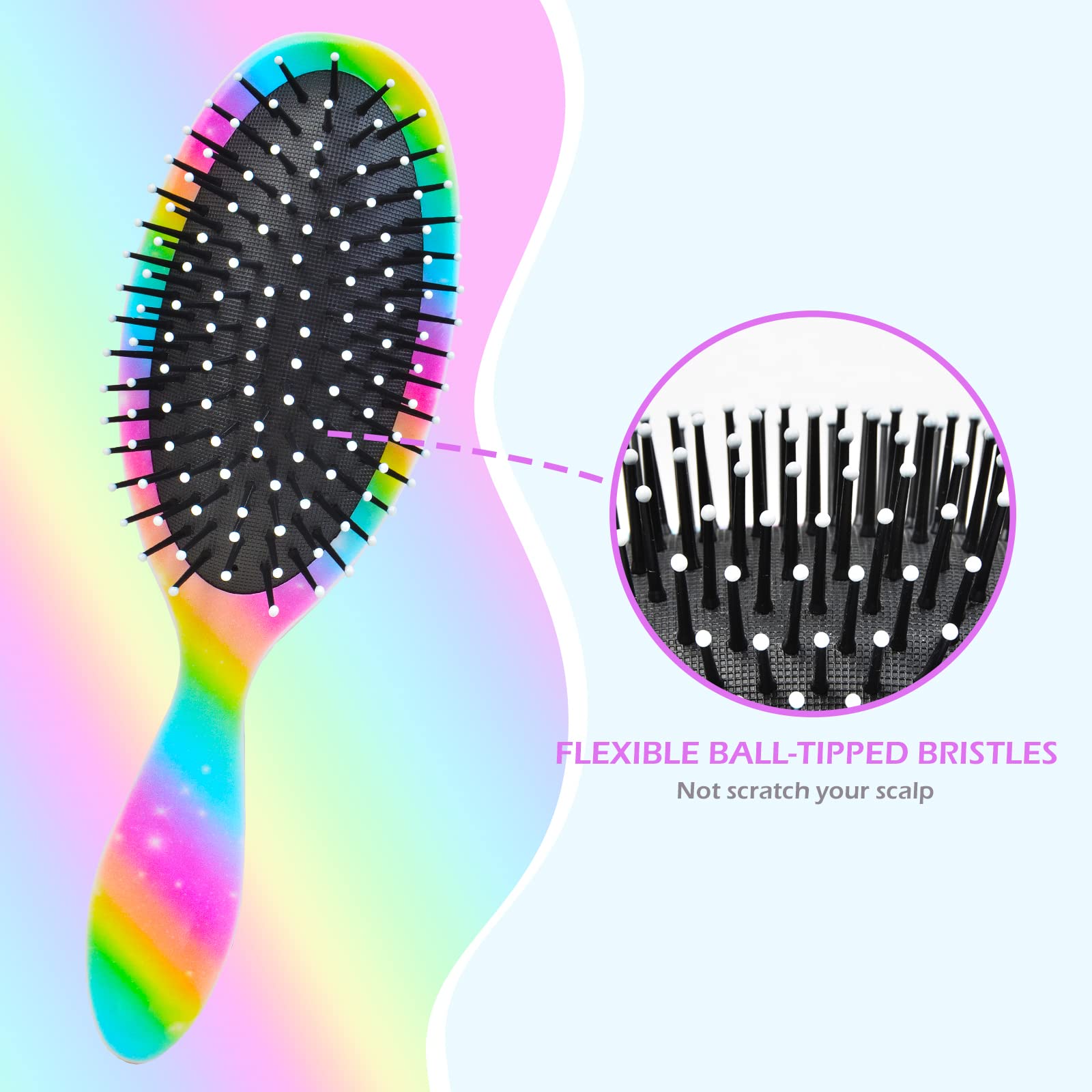 Kids Hair Brush Girls, Toddler Wet Dry Detangling Hair Brush for Curly Thick Hair Pain-Free Comb Girls Kids Women Unicorn Mermaid