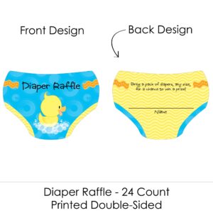 Big Dot of Happiness Ducky Duck - Diaper Shaped Raffle Ticket Inserts - Baby Shower Activities - Diaper Raffle Game - Set of 24