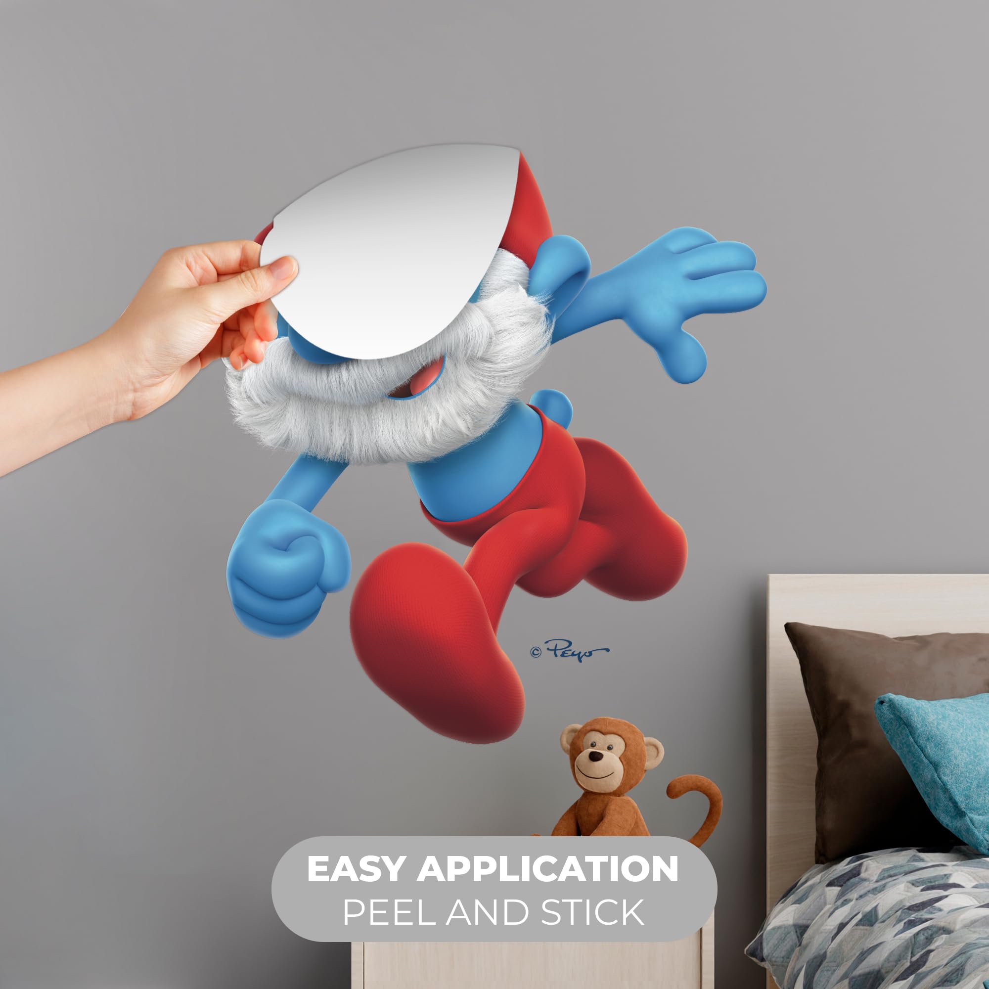 EGD Papa Smurf Smurfs Peel and Stick Wall Decal I EGD X The Smurfs Series I Baby Girl or Boy I Nursery Wall Decal for Baby Room Decorations I Mural Wall Decal Sticker (Wide 20"x 26" Height)