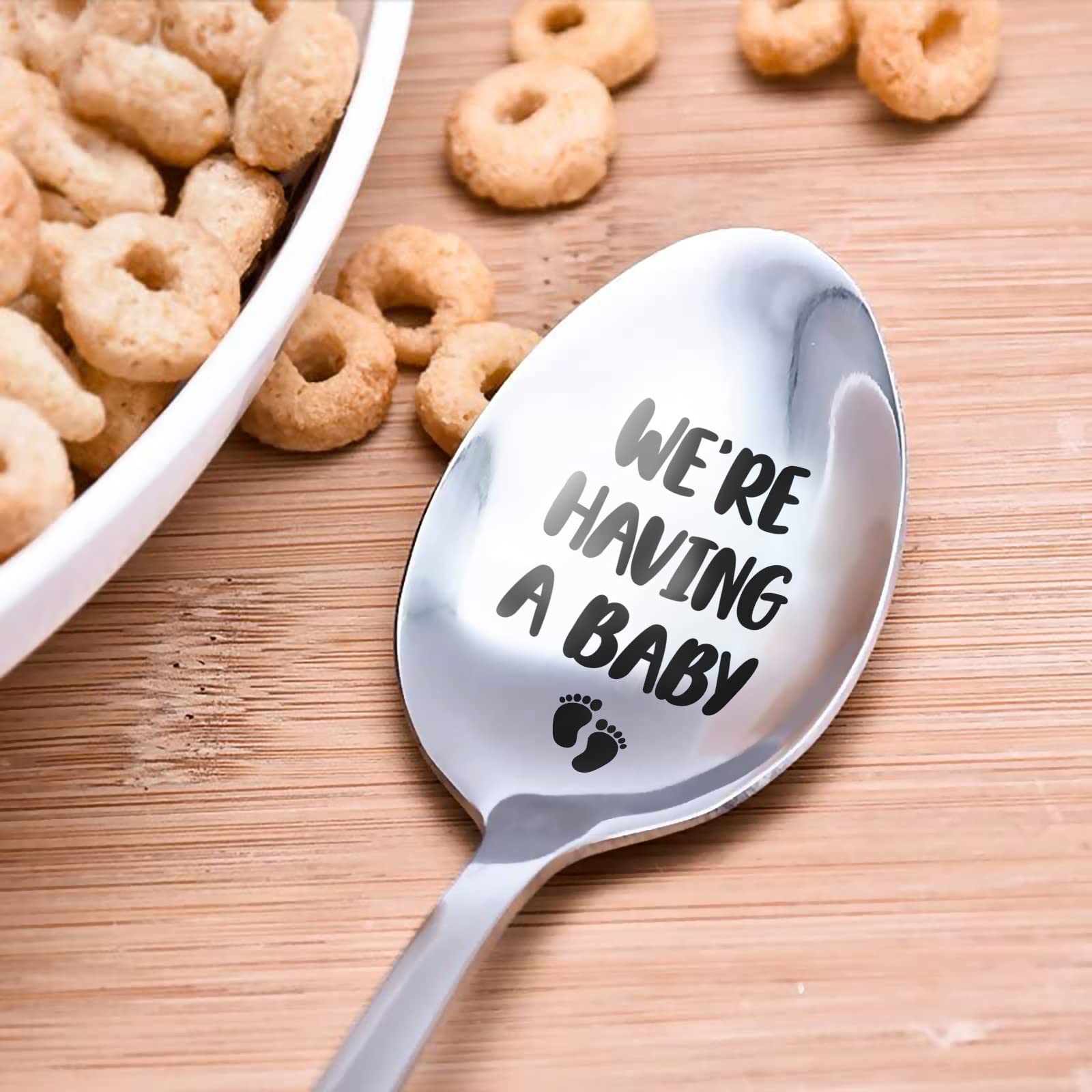 Engraved Spoon Gift We're Having A Baby Spoon Pregnancy Reveal Spoon Baby Announcement Spoon For Husband Wife Parents Baby Shower Birthday Gift