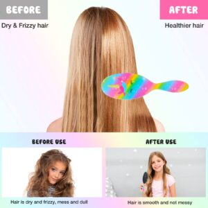 Kids Hair Brush Girls, Toddler Wet Dry Detangling Hair Brush for Curly Thick Hair Pain-Free Comb Girls Kids Women Unicorn Mermaid