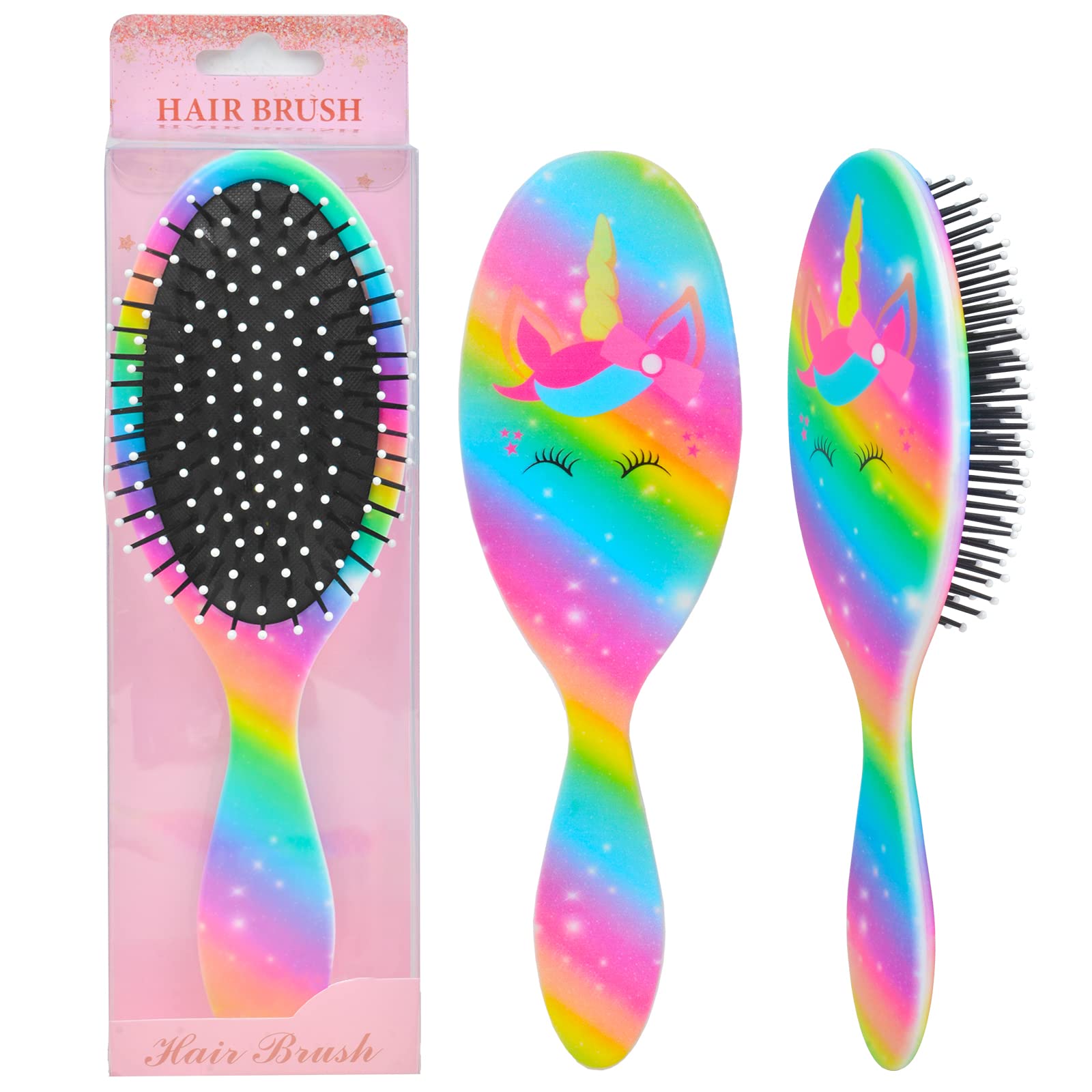 Kids Hair Brush Girls, Toddler Wet Dry Detangling Hair Brush for Curly Thick Hair Pain-Free Comb Girls Kids Women Unicorn Mermaid