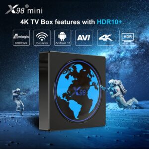 Android 11.0 TV Box, X98 Mini Amlogic S905W2 TV Box 4GB RAM 32GB ROM Support AV1 WiFi BT4.2 4K HDR Box with Keyboard i8