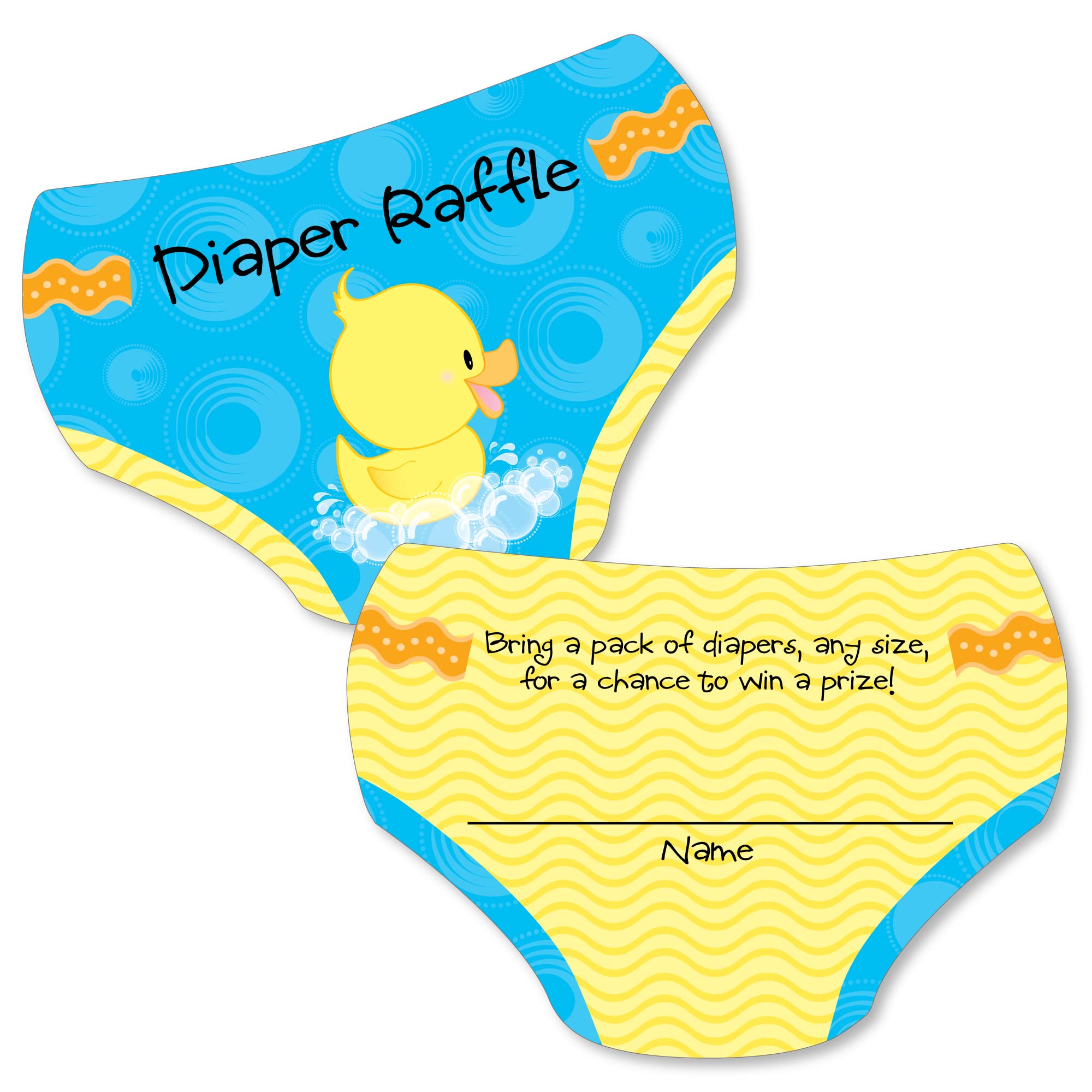 Big Dot of Happiness Ducky Duck - Diaper Shaped Raffle Ticket Inserts - Baby Shower Activities - Diaper Raffle Game - Set of 24