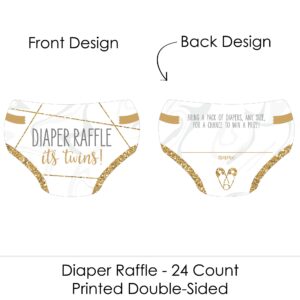 Big Dot of Happiness It’s Twins - Diaper Shaped Raffle Ticket Inserts - Gold Twins Baby Shower Activities - Diaper Raffle Game - Set of 24