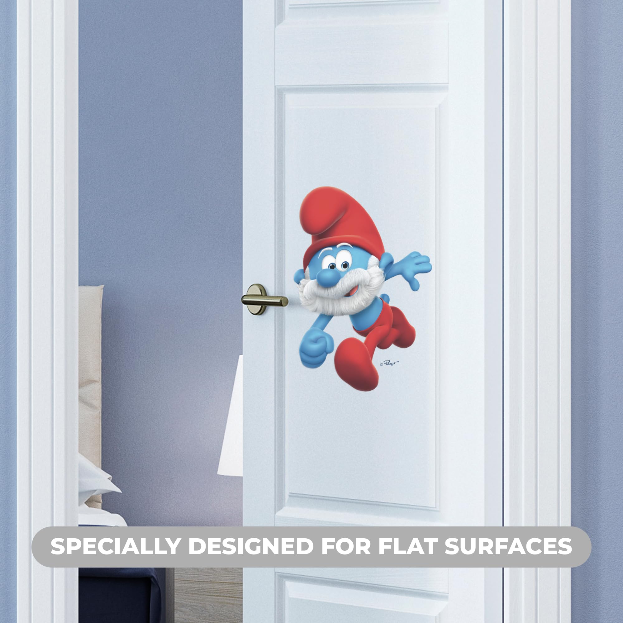 EGD Papa Smurf Smurfs Peel and Stick Wall Decal I EGD X The Smurfs Series I Baby Girl or Boy I Nursery Wall Decal for Baby Room Decorations I Mural Wall Decal Sticker (Wide 20"x 26" Height)