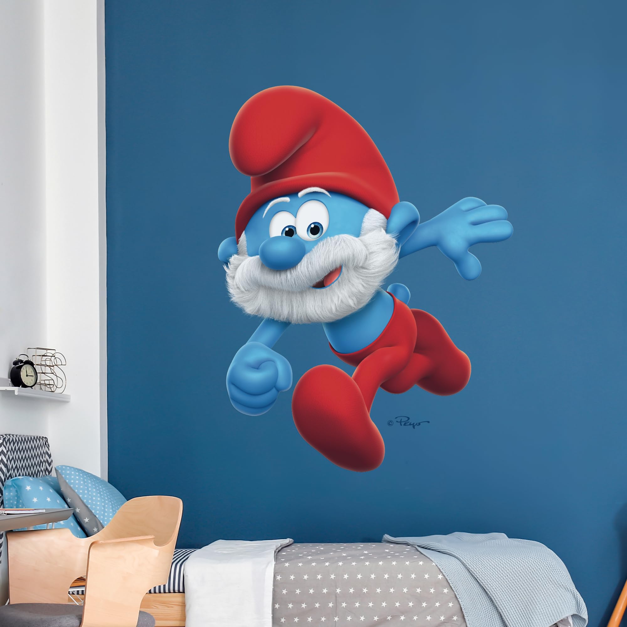 EGD Papa Smurf Smurfs Peel and Stick Wall Decal I EGD X The Smurfs Series I Baby Girl or Boy I Nursery Wall Decal for Baby Room Decorations I Mural Wall Decal Sticker (Wide 20"x 26" Height)