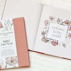 Baby First Year Book (Dusty Rose, 112 Pages) - Memory & Milestone Baby's First Year Photo Album from Pregnancy to First Year – Baby Book Keepsake Gift