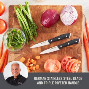 Zakarian by Dash 2 Piece Chef Grade German Steel Paring Knife Set with Smooth and Serrated Blades for Chopping, Dicing, Mincing, Slicing and More – Black