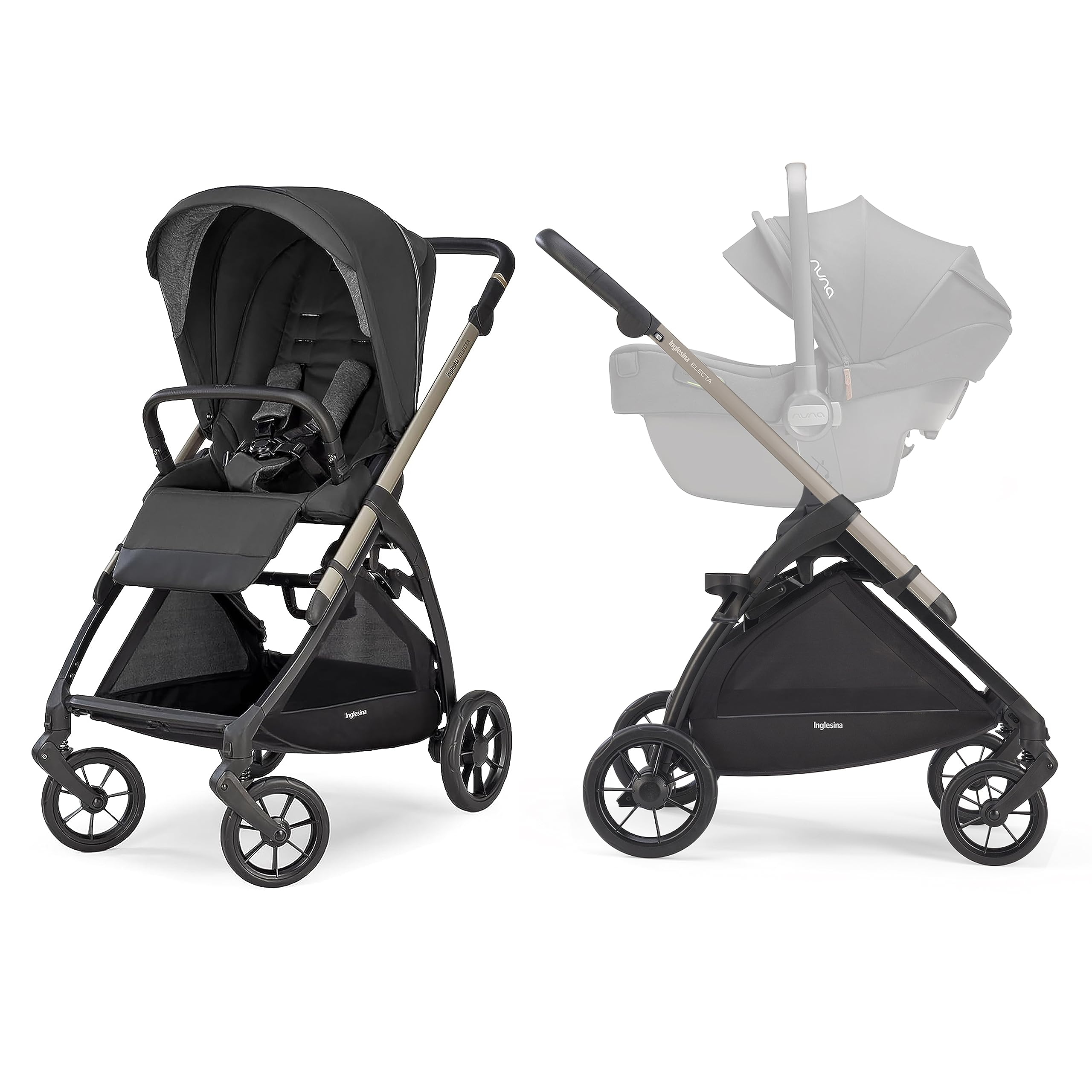 Inglesina Electa Stroller, Upper Black - Full-Size Stroller for Babies & Toddlers Up to 55 lbs - Compact Design - Car Seat & Bassinet Compatible - One-Handed Open & Close - BPA Free