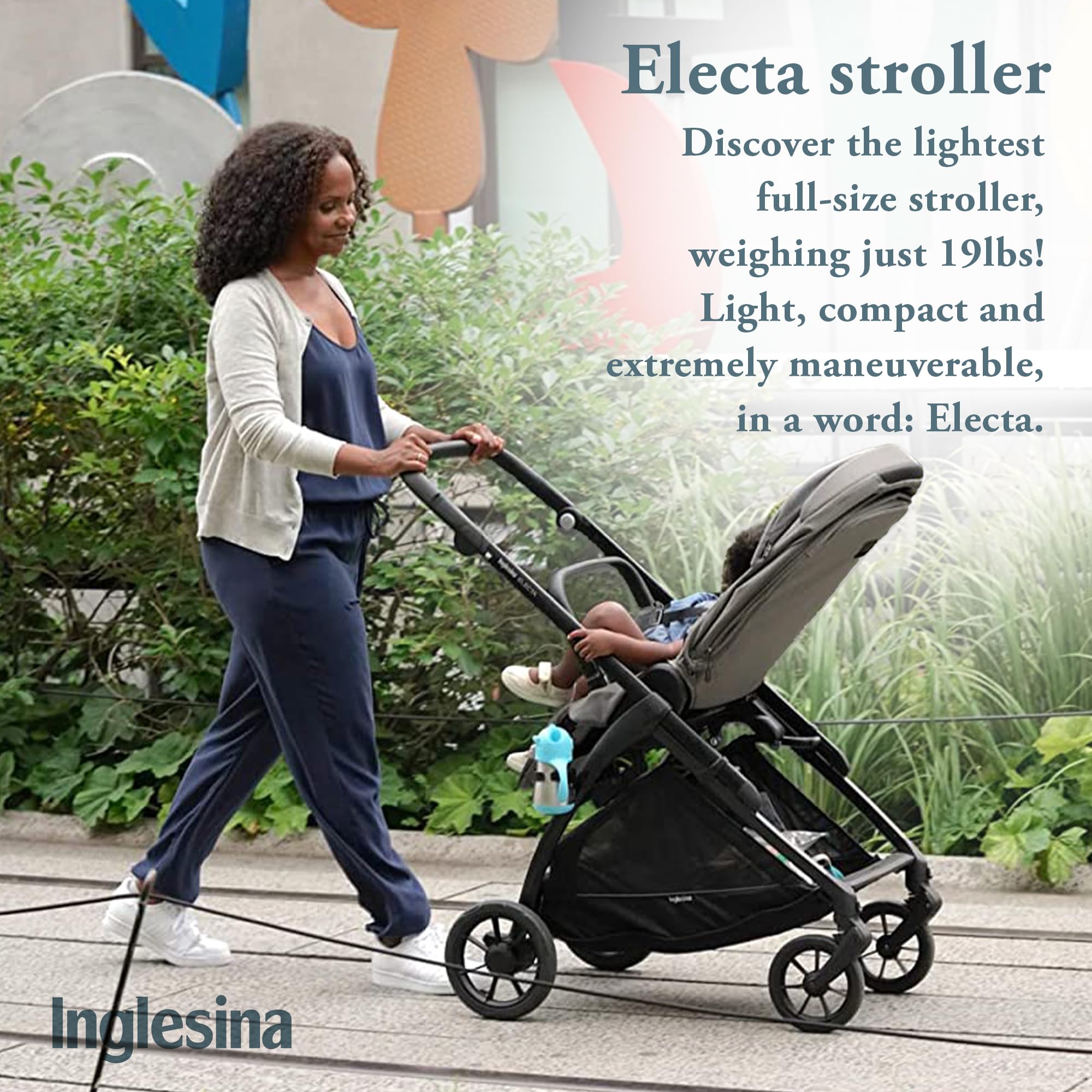 Inglesina Electa Full Size Standard Baby Stroller - Weighs only 19 lbs, Reversible Seat, Compact Fold, One-Handed Open & Close, Adjustable Handle, Large Basket & All-Wheel Suspensions - Chelsea Gray