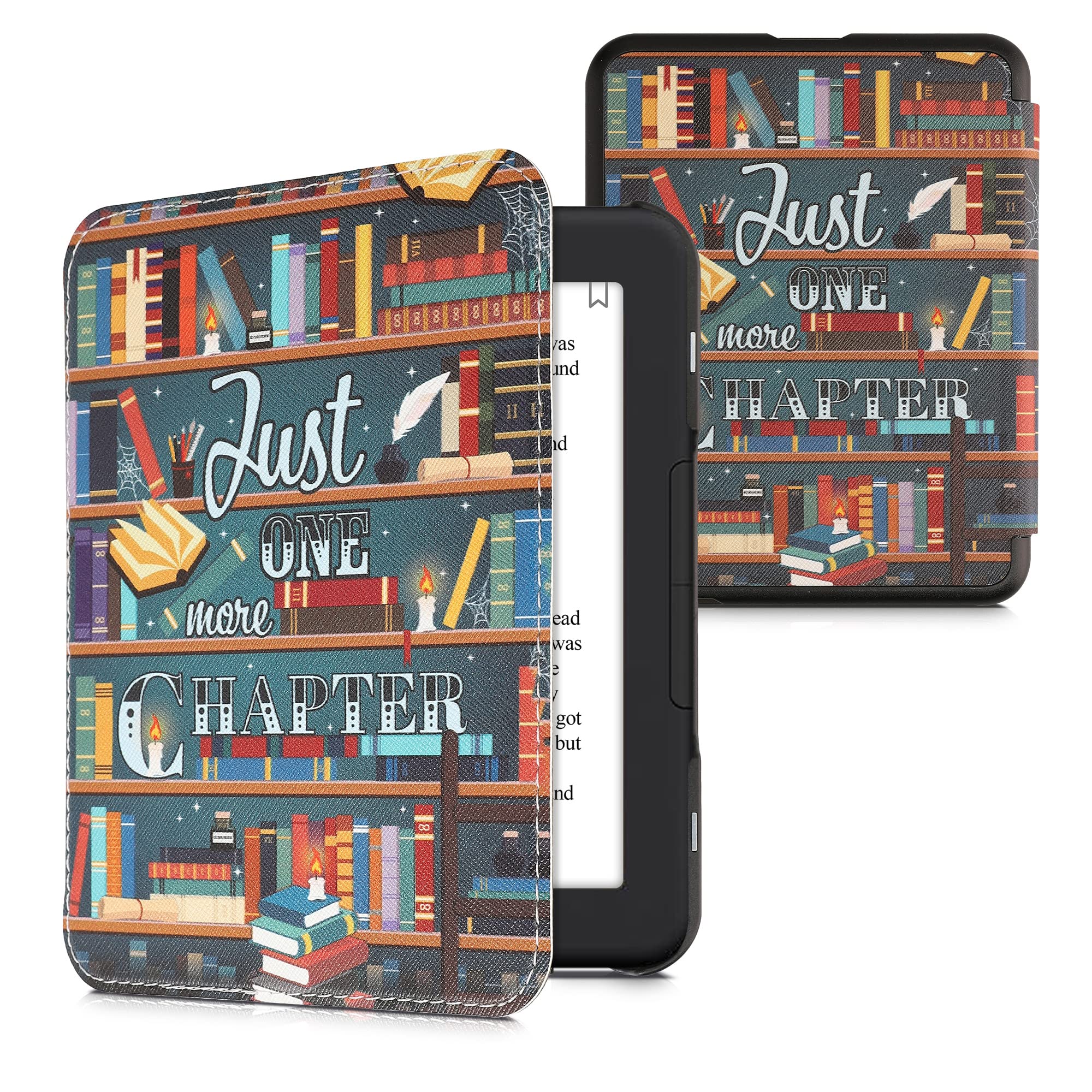 kwmobile Case Compatible with Barnes & Noble Nook Glowlight 4 / 4e Case - eReader Cover - Library Motto Multicolor