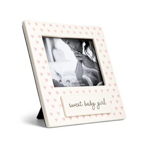 DEMDACO Sweet Baby Girl Pink Holds 4 x 6 Inch Photo Ceramic Wall or Tabletop Frame