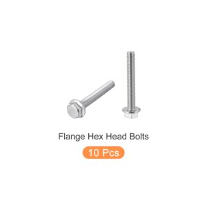 METALLIXITY Flange Hex Head Bolts (M8x55mm) 10pcs, Hexagon Bolt Fully Thread Screw - for House Construction Hardware Fasteners