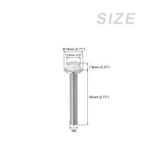 METALLIXITY Flange Hex Head Bolts (M8x55mm) 10pcs, Hexagon Bolt Fully Thread Screw - for House Construction Hardware Fasteners