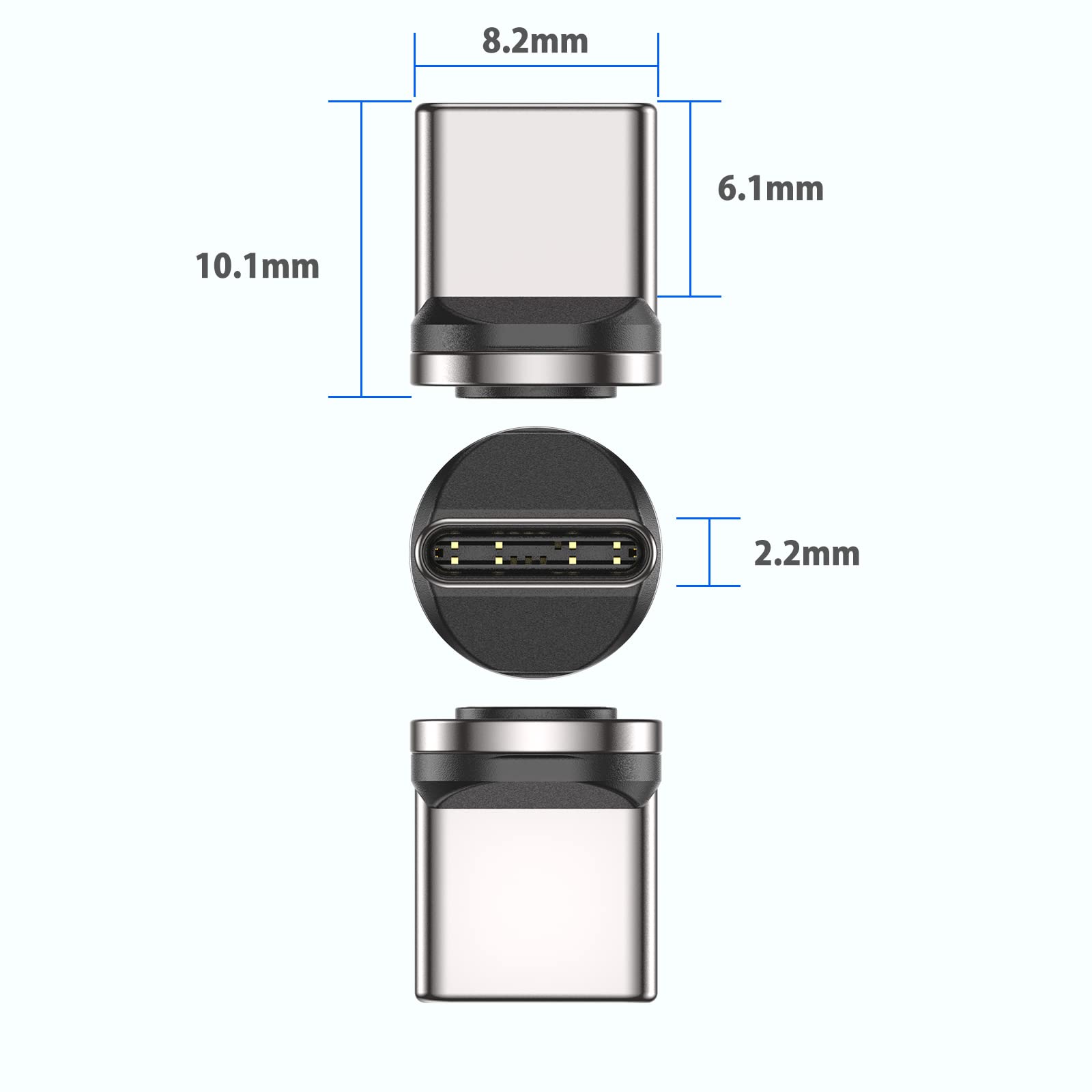 A.S 9Pin Type C Quick Charge Magnetic Adapter [3pcs], Magnetic Plug Replacement Phone Dust Cover Connector for PD60W Magnetic USB Charging Cable (Type C)